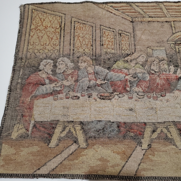 Vintage Jesus Last Supper Tapestry Table Runner / Wall Hanging - Picture 6 of 9
